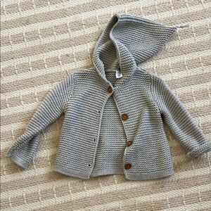 Nordstrom Gray Hooded Knit Sweater with Relaxed Fit